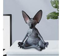 Figurine De Collection Sphynx Chat Médité, Figurine De Chat Bouddha Miniature, Modèle Animal Poupée Jouets Chat Sans Poils