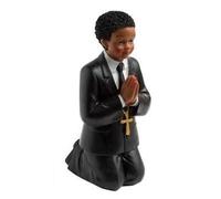 Figurine de communiant - Unique - Garçon qui prie - 11,7 cm - Noir - Décoration de gâteau