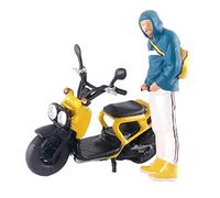 Figurine de conduite de moto 1:64 Micro Paysage Projets de bricolage Échelle S Jaune Bleu 2,8-3 cm