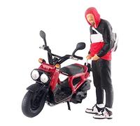 Figurine de conduite de moto 1:64 Micro Paysage Projets de bricolage Échelle S Noir Rouge 2,8-3 cm