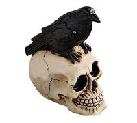 Figurine de corbeau perché sur un crâne, artisanat en résine, , 6 po.