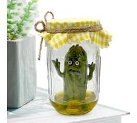 Figurine de cornichon dans un bocal, petit pot à cornichons amusant en verre, support émotionnel, décoration élégante pour décoration d'intérieur
