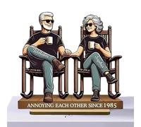 Figurine de couple en bois - Modèle « Growing Old Together », ornement romantique en bois avec motif gravé, symbolise l'amour pour petite amie, épouse, mari, décoration d'intérieur pour
