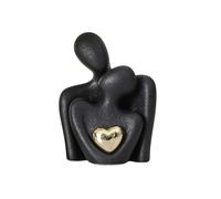 Figurine de couple - Figurine de cœur éternel doré, statue de couple romantique amoureux, figurine câlin avec cœur doré, sculpture pour homme et femme, pour salon, bibliothèque, décoration d'entrée