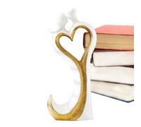 Figurine de couple, moule romantique en céramique avec motif cœur | Statue de Saint-Valentin | Pour mariage, fiançailles, Saint-Valentin, Noël, anniversaire, rendez-vous, table de chambre à coucher