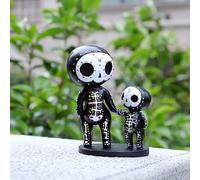 Figurine De Couple Rose En Forme De Crâne De Sucre - Résine À Collectionner - Mini Statue Décorative