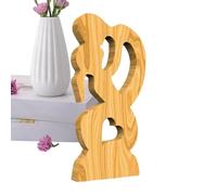 Figurine de couple, sculpture de couple - Œuvre d’art d’amant sculptée à la main - Statue en bois de Couple, Figurine décorative de baiser d'amoureux pour étagère de salon