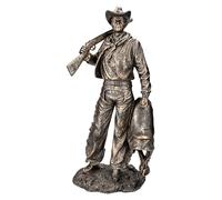 Figurine de cowboy avec fusil et selle 45,5 cm - Statue décorative occidentale