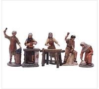 Figurine de crèche de Noël | Série 11 cm | Peint à la Main | Résine avec Poudre d'albâtre | Reproduction de J.L. MayoLot de 5 Figurines Artisanales 11 cm