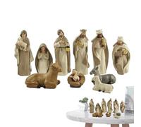Figurine De Crèche De Noël, Statue De Naissance De Jésus, Crèche De Noël 10 Figurines De Crèche, Figurines De Crèche en Résine, Santons pour Crèche De Noël, Sainte Famille minis Crèche À Poser