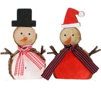 Figurine de décoration Bonhomme de neige en bois Set Décoration de Noël
