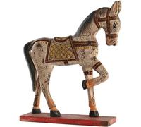 Figurine de décoration dkd home decor fer cheval bois de poignée (35 x 10 x 42 cm)