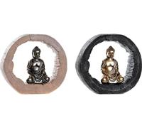 Figurine de décoration dkd home decor noir or bouddha oriental 20,8 x 6 x 18,5 cm (2 pièces)