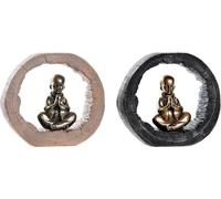 Figurine de décoration dkd home decor noir or moine oriental 20,8 x 6,5 x 18,5 cm (2 pièces)