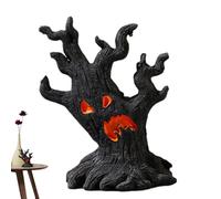 Figurine de démon de visage 'arbre d'horreur fantomatique | Décoration d'Halloween, Ornement de table, Visages d'écorce d'Halloween - Crabrimes de résine extérieure intérieure pour bureau, davan