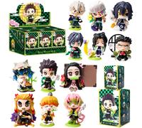 Figurine de dessin animé Demon Slayer Tanjiro Kamado Nezuko, boîte aveugle, statue créative personnalisée, modèle d'ornement, boîte cadeau surprise random 12 pcs