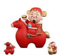 Figurine de dieu chinois de la richesse, statue de cheval d'équitation Lucky Caishen 2026, décoration pour la maison ou le bureau, chance et richesse, parfaite pour votre maison ou votre bureau