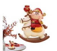 Figurine de dieu de la richesse - Décoration de bureau chinoise en résine | Ornements vintage en forme de cheval à bascule | pour boutique, maison, école, bureau, café, librairie, salon, table de