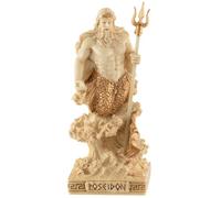 Figurine de dieu grec Poséidon en pierre artificielle peinte à la main avec peinture dorée 708-77443