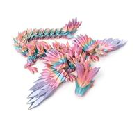 Figurine de dragon arc-en-ciel de 21,8 cm imprimée en 3D avec ailes, figurine à collectionner pour la décoration de bureau à domicile ou de bureau exécutif