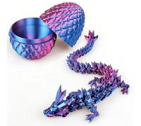 Figurine de dragon articulée imprimée en 3D avec œuf de dragon, figurine de dragon arc-en-ciel en cristal, modèle de dragon flexible et articulé, décoration de bureau de collection de dragon de