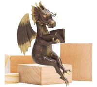 Figurine de dragon de jardin en résine - Décoration de maison avec dinosaure qui lit, ornement de jardin de fées, parfait pour vos vases de fleurs et collections d'étagères, ajoutant un toc