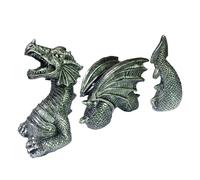 Figurine de dragon en trois parties - Créature volante violente - Monstre de pelouse légendaire - Totem de la cour ancienne cour - Pièce d'exposition de serpent mythique faite à la main - Statue de