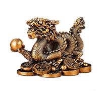 Figurine de dragon Feng Shui en résine pour la maison, la chambre à coucher, le bureau, symbolisant la prospérité, le succès et l'énergie positive (bronze)