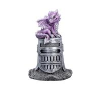 Figurine de dragon Hatchling Helm 13,2 cm - Bébé dragon sur casque de chevalier fantaisie (violet)
