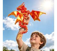 Figurine de dragon rouge feu articulé, statue de Wyvern articulée imprimée en 3D, décoration de dragon fantastique de 22 cm pour bureau, décoration d'intérieur et cadeau de collection