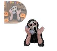 Figurine de fantôme rose en forme de visage hurlant, fille fantôme qui crie sur téléphone pour la maison, le bureau, Halloween, décoration de bureau (1 pièce)