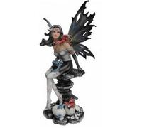 Figurine de fée accompagnée de petits dragons venant de naître, statuette féérique