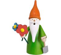 Figurine de fumeur lutin de jardin, hauteur 16 cm, Erzgebirge or.. SV 12314 neuf