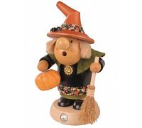 Figure de Brûleur D'Encens Fumeur Müllerchen Halloween Hexe Avec Citrouille (