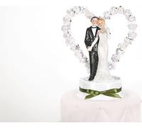 Figurine de gâteau couple de mariés boîte, choix:PMF44-008 coeur de roses 16cm blanc / vert