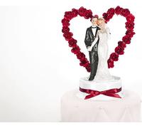 Figurine de gâteau couple de mariés boîte, choix:PMF44-008B coeur de roses 16cm bordeaux / blanc
