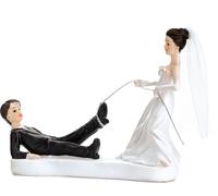 Figurine de gâteau de mariage 11,5cm couple de mariés avec corde Blanc / Noir