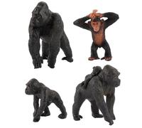 Figurine de Gorille 4 pièces 4 Styles Statue de Gorille réaliste en PVC Figurines d'animaux éducatives et décoratives pour la Maison, l'école Jouet Statue Figurines d'animau