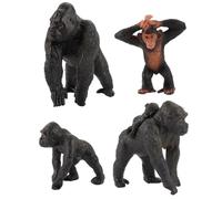 Figurine de Gorille 4 pièces 4 Styles Statue de Gorille réaliste en PVC Figurines d'animaux éducatives et décoratives pour la Maison, l'école Jouet Figurines d'animaux