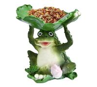 Figurine de grenouille de statue de jardin de Harz- avec oiseaux | Sculpture de grenouille artistique pour décoration extérieure et intérieure | Mines de grenouille ludiques pour terrasse, pelouse