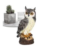 Figurine de hibou d'extérieur - Action effrayante réaliste avec expression sérieuse pour balcon, terrasse, porche, toit, étang, cour, pelouse, cheminée, piscine