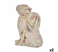Figurine de jardin décorative Bouddha résine polyester 23 x 33 x 26 cm (2 pièces)