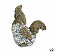 Figurine de jardin décorative Coq résine polyester 22,5 x 46 x 41,5 cm (2 pièces)