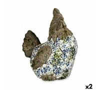 Figurine de jardin décorative Poulet Résine polyester 22,5 x 39 x 34 cm (2 pièces)