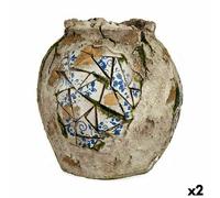 Figurine de jardin décorative Vase en résine polyester 27 x 27 x 27 cm (2 pièces)