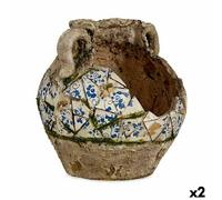 Figurine de jardin décorative Vase en résine polyester 28,5 x 28 x 28,5 cm (2 pièces)