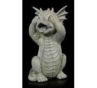 Figurine De Jardin Dragon Statue Gris En Pierre Artificielle Fait Main