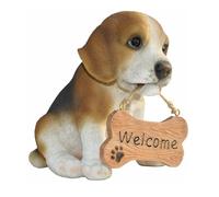 Figurine de jardin Figurine de décoration Chien Beagle assis Bienvenue
