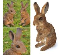 Figurine de jardin Lapin debout - résistant aux intempéries - fidèle au détail - pierre artificielle