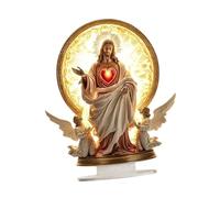 Figurine de Jésus en 2D, Décoration Religieuse pour La Maison, Décoration de Fêtes, Cadeau pour Les Amis, Plaque Décorative en Acrylique pour Table Ou, Jésus et 2 Anges